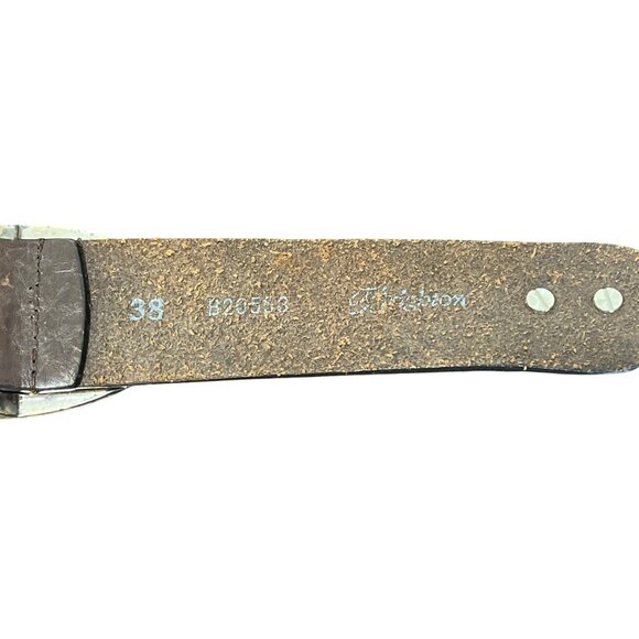 Brighton Vintage Brown Leather Braided Belt With Worn Buckle Size 38 - Picture 4 of 4